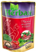 Herbax консервы 100г для кошек Мясное ассорти с листьями брусники