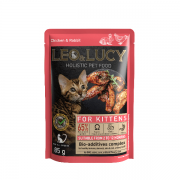 LEO&LUCY холистик 85г кусочки в соусе для котят с кроликом, курицей и биодобавками, подходит для стерилизованных